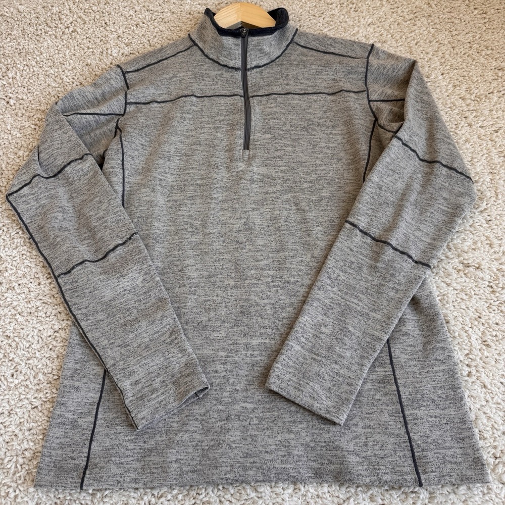 KUHL Revel 1/4 Zip Pullover Men Small Gray Heather Excellent Thumbholes Fleece